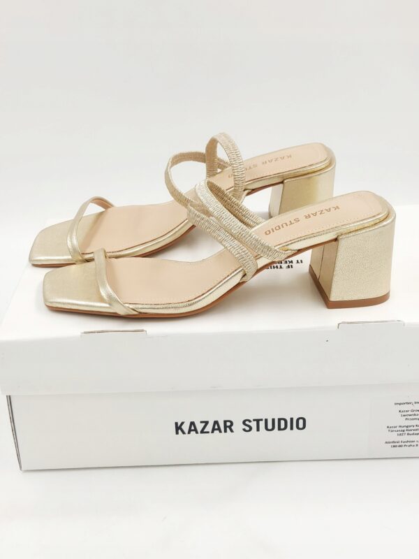 Damskie klapki na obcasie złote skórzane KAZAR STUDIO R.36 KA72D