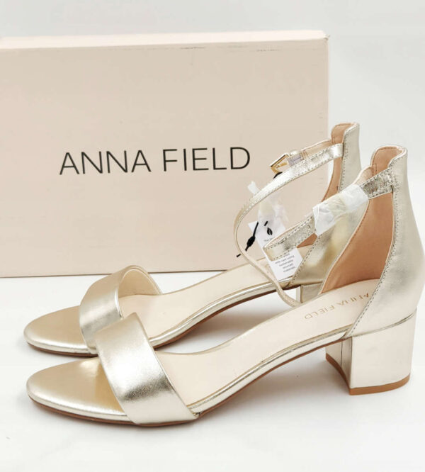 Sandały na obcasie skórzane srebrne ANNA FIELD R.36 AN23S