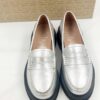 Damskie czółenka skórzane srebrne Bronx loafers R.37 BR83F