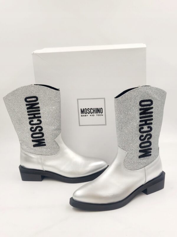 Kozaki srebrne błyszczące MOSCHINO R.35 MO8S