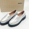 Damskie czółenka skórzane srebrne Bronx loafers R.37 BR83F