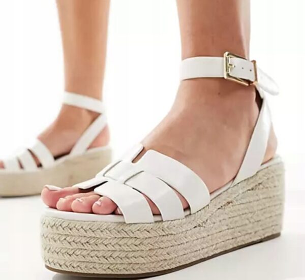 Białe sandały espadryle na koturnie RAID Wide R.40 RA63F