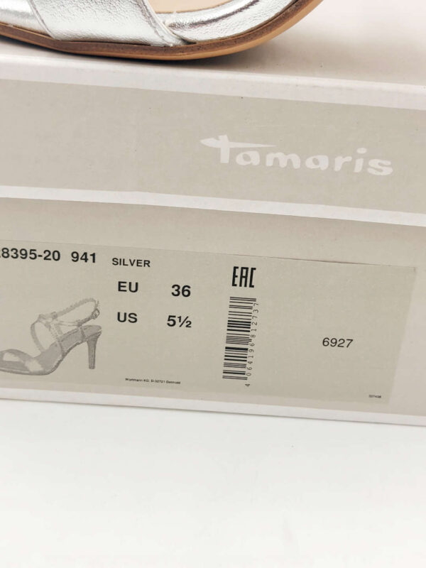 Sandały na obcasie srebrne Tamaris R.36 TA5S