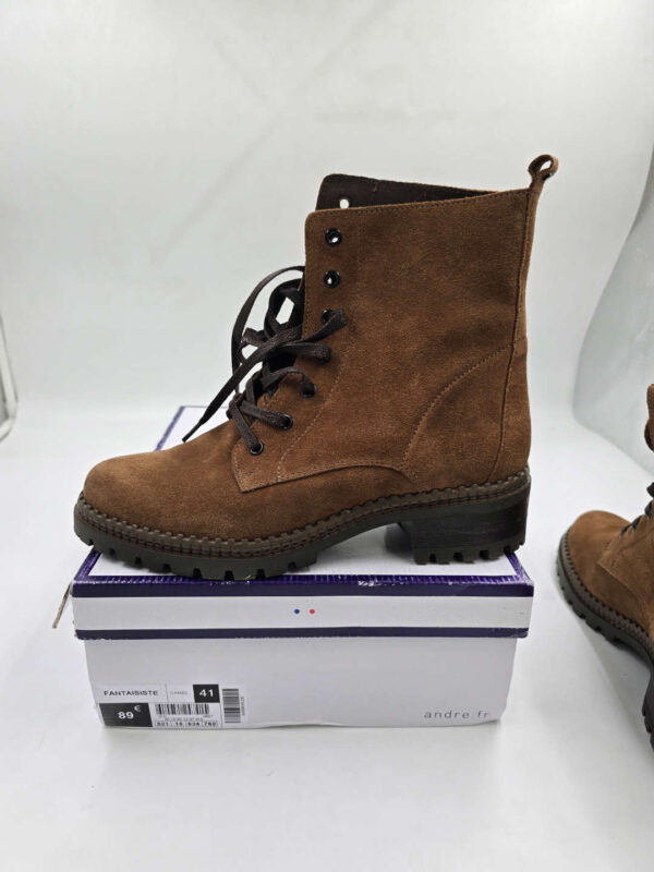 Damskie botki zamszowe brązowe wiązane ANDRE R.41 AN73R