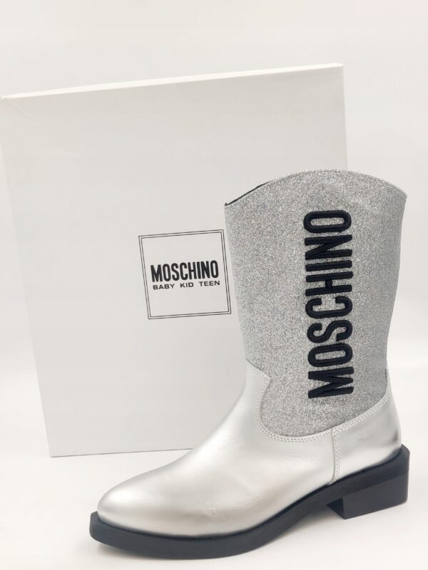 Kozaki srebrne błyszczące MOSCHINO R.35 MO8S