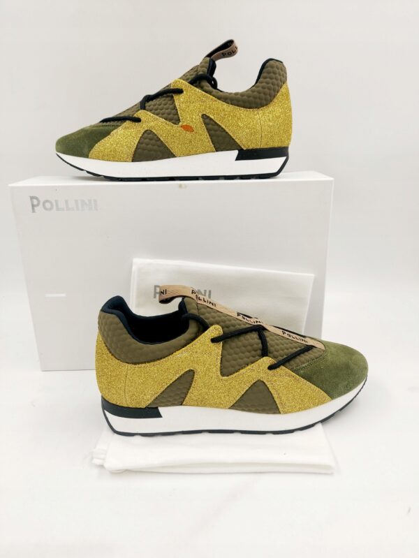Damskie sneakersy skórzane POLLINI zielone R.37 PO91S