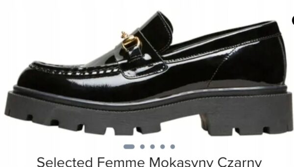 Damskie skórzane lakierowane mokasyny loafersy SELECTED FEMME R.41 SE43E
