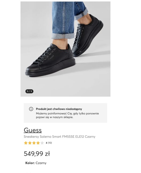 Sneakersy  czarne GUESS SALERNO unisex R.45 GU46G