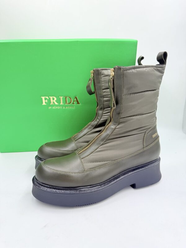 Zimowe botki khaki skóra + materiał FRIDA | Ciepłe i stylowe! R.40 FR52H
