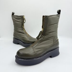 Zimowe botki khaki skóra + materiał FRIDA | Ciepłe i stylowe! R.40 FR52H