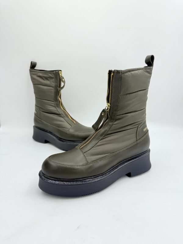 Zimowe botki khaki skóra + materiał FRIDA | Ciepłe i stylowe! R.40 FR52H